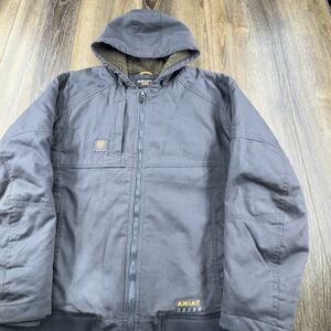 Ariat Rebar DuraCanvas Jacket Mens XL Gray Utility Workwear Full Zip Sherpa